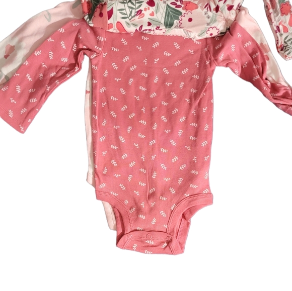 Carters Girls 3 Pack Long Sleeve Bodysuits - Picture 2 of 3